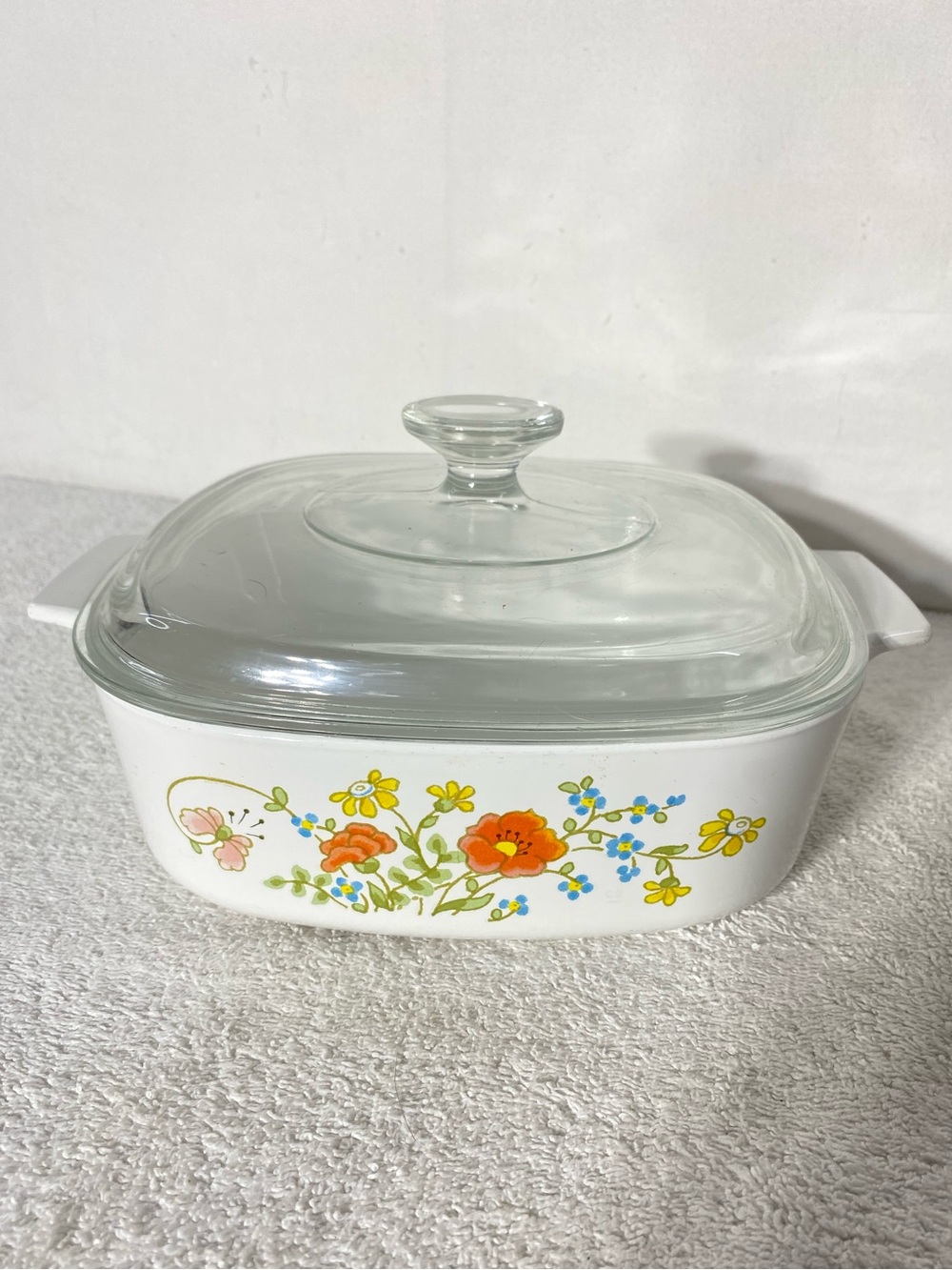 Vintage CorningWare Wildflower 1L Casserole Dish A-1-B with Glass Lid